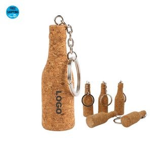 Wine Bottle Shaped Cork Keychain
