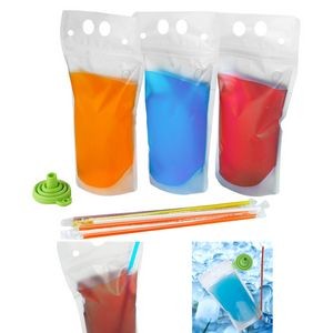 Portable Transparent Drink Bag with Straw
