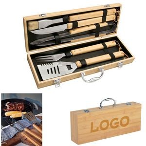 5 In 1 Bamboo Bbq Grilling Set