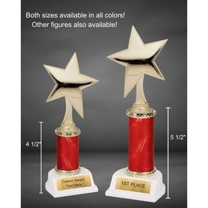 11" Red Assembled Trophy W/ Figure on White Base W/ Engraved Plate