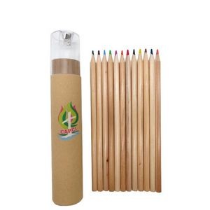 Colored Pencil Set In Tube With Sharpener-12-Piece