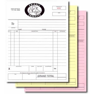 Carbonless Business Forms, 8.5" x 11" 4 part, 1 color