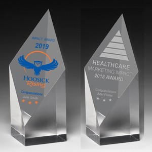 Laser Engraved Acrylic Diamond Obelisk Award (9"x 2"x 2")