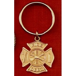 Fire Department Key Tag w/ Gold Plate (Shield)