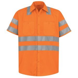 Red Kap™ Hi-Visibility Short Sleeve Work Shirt (Class 3 Level 2) Orange