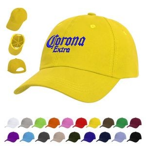 6 Panel Low Profile Unstructured Cotton Twill Baseball Cap
