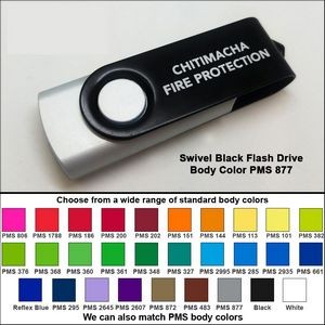 Swivel Black Flash Drive - 64 GB Memory - Body PMS 877