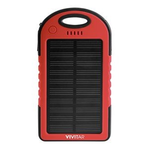 Vivitar® Red 4000mAh Solar & Waterproof Rechargeable Powerbank