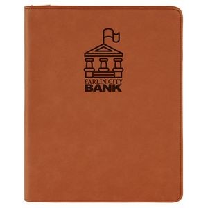 Rawhide Zippered Portfolio with Notepad, 9-1/2" x 12" Laserable Leatherette