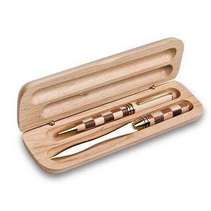 Premade Pen Set WB02M Maple Wood Box w/Ballpoint Pen & Letter Opener