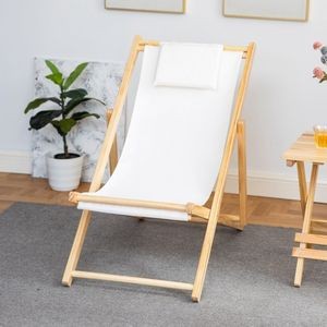 Foldable Beach Chair with Adjustable Height Made From Pine Wood And Oxford Cloth