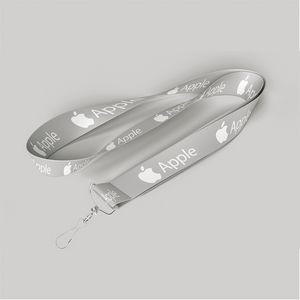 5/8" Gray custom lanyard printed with company logo with Jay Hook attachment 0.625"