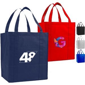 100 GSM Heavy Duty Non-Woven W/ Gusset Jumbo Grocery Bag USA Decorated (13" x 15" x 10")