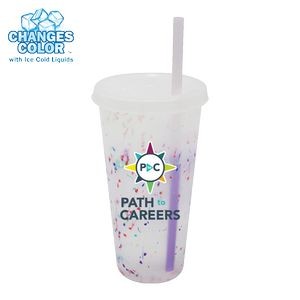 Mood 26 oz. Rainbow Confetti Tumbler with Lid and Straw, Full Color Digital