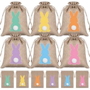 Easter Bunny Linen Drawstring Gift Bags