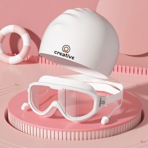 Swimming Goggles & Cap Set W/ Plugs