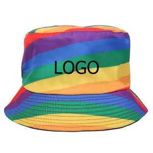 Unisex LGBT+Q Pride Polyester Fabric Rainbow Bucket Hat Outdoor Fisherman Cap
