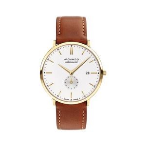 Movado Heritage Gentlemen's Yellow Gold Watch w/White Dial & Tan Leather Strap