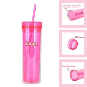 Double Layer Acrylic Transparent Straw Cup