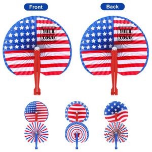American Flag Round Folding Handheld Paper Fans