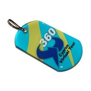 Dog Tag with Zipper Pull and Double Sided Imprint and Dome