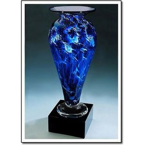 Midnight Tempest Athena Vase w/ Marble Base (4.5"x11.75")