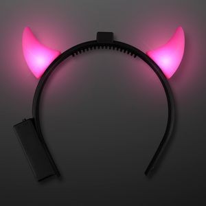 Hot Pink Devil Horns with LEDs - BLANK