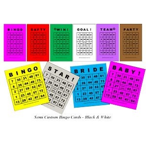 Semi Custom Bingo Game Cards - Black & White (3.75"x4.25")