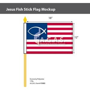 Jesus Fish Stick Flags 12x18 inch