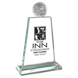 Trophy Award - Crystal Golf Ball on Jade Glass Plaque