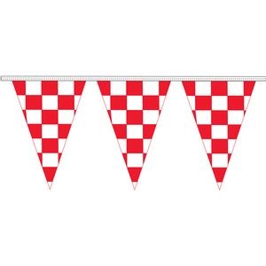 12" x 18" Red & White Checkered 4 mil. 100' Pennant Strings