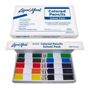 Bulk Colored Pencils - 250 Count, 10 Colors, Pre-sharpened (Case of 6)