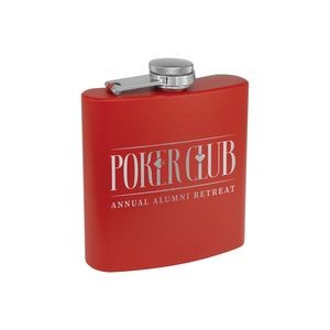 6 Oz. Matte Red Powder Coated Stainless Steel Flask