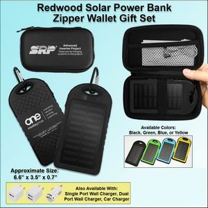 Redwood Solar Power Bank Zipper Wallet Gift Set 3000 mAh - Black