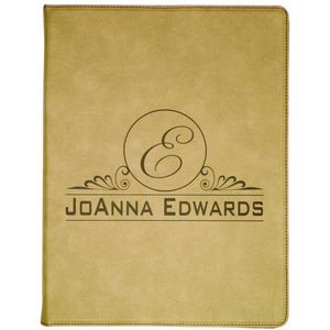 Light Brown Leatherette Portfolio with Notepad (9 1/2" x 12")