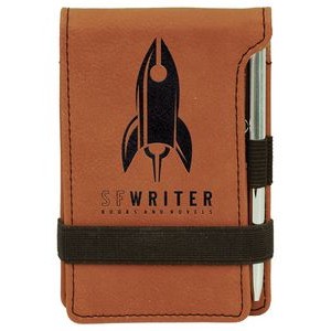 Rawhide Mini Notepad with Pen, Laserable Leatherette