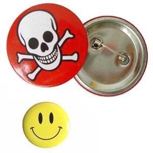 1 1/8" Safety pin backed round button with full color imprint.