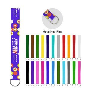 3/4" Full Color Polyester Wrist Keychain Lanyard w/ Split Ring