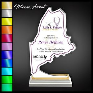 12" Maine White Acrylic Award with Mirror Accent