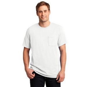 JERZEES Men's Dri-Power 50/50 Cotton/Poly Pocket White T-Shirt