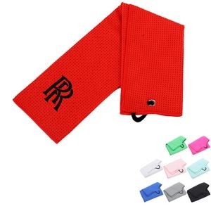 Waffle Cotton Golf Towel with Clip