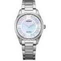 Citizen® Ladies' Arezzo Eco-Drive® Stainless Steel Watch w/White MOP Dial