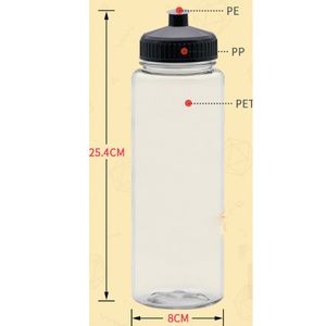 33 oz 1000 ML Sngle Wall BPA-free PET Bottle with Threaded PushPull Lid