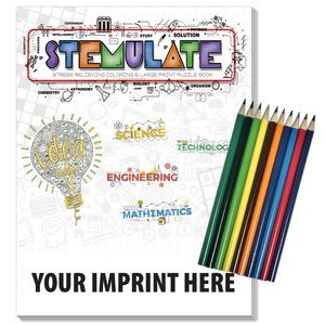Relax Pack - STEMulate adult coloring puzzle book combo + Colored Pencils