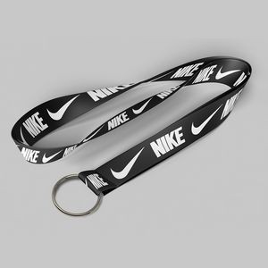 5/8" Black custom lanyard printed with company logo with Key Ring Hook attachment 0.625"