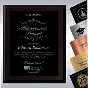 Black Matte Finish Wood Excellence Plaque , Employee Recognition Gift Award (7" x 9")