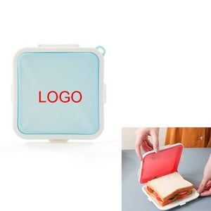 6" Portable Square Silicone Sandwich Storage Microwave Lunch Box With Hanging Hole