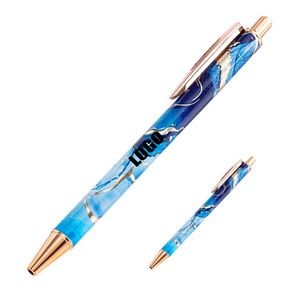 Gold-Stamped Marble Pattern Metal Click Pen