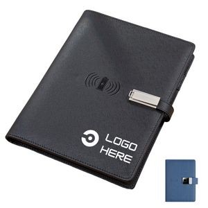 Wireless/Wired Charging Discbound Notebook With Leather Cover