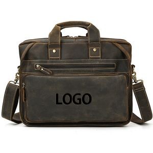 Genuine Leather Messenger Briefcase for Men Laptop Bag